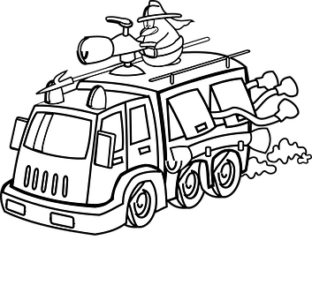 Cartoon Fire Truck Character PNG Image