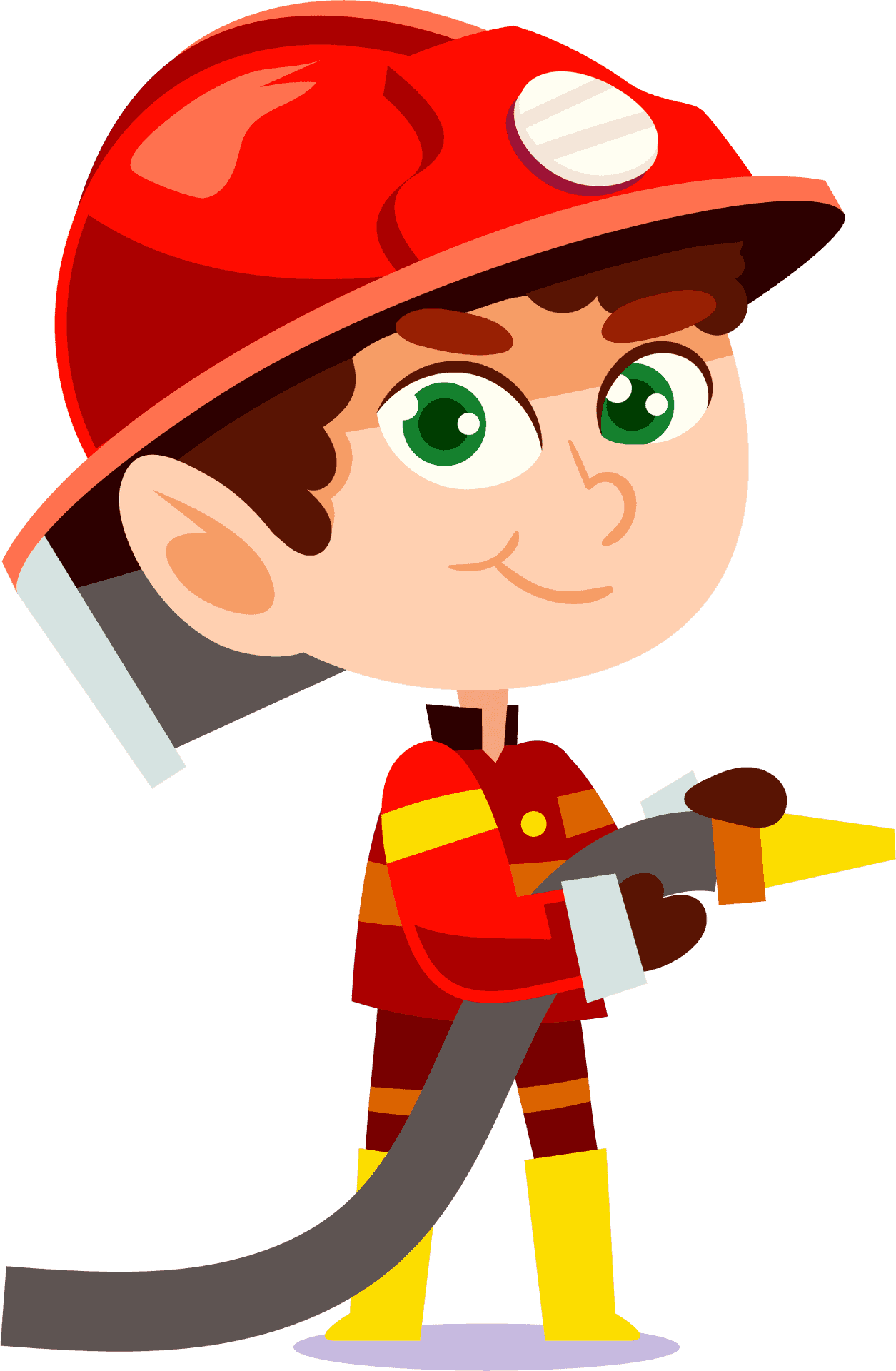 Cartoon Firefighter With Hose.png PNG Image