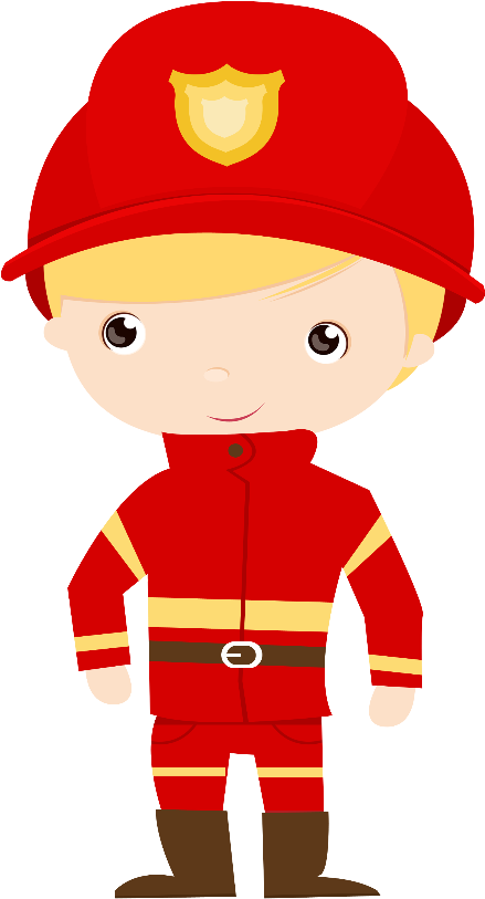 Cartoon Firefighterin Uniform PNG Image