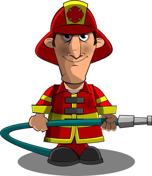 Cartoon Firefighterwith Hose.png PNG Image