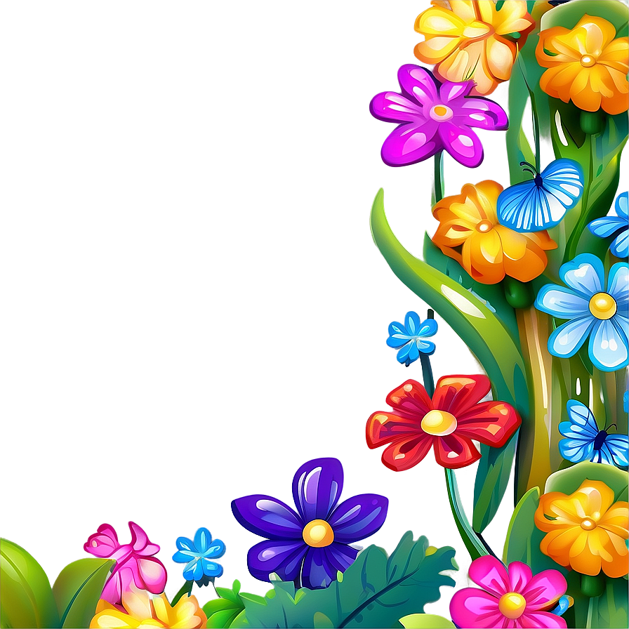 Cartoon Flower Border Png Qkp PNG Image