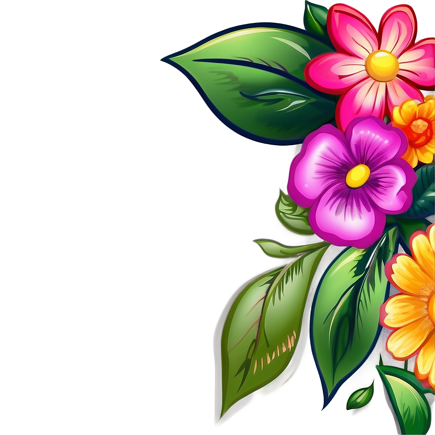 Cartoon Flower Border Png Rjw28 PNG Image