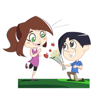 Cartoon Flower Gift Romance PNG Image