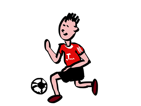 Cartoon Football Player Red Jersey PNG Image