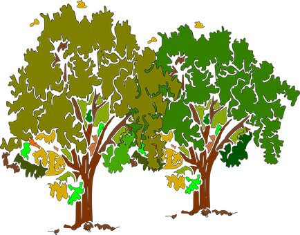 Cartoon Forest Trees Illustration PNG Image