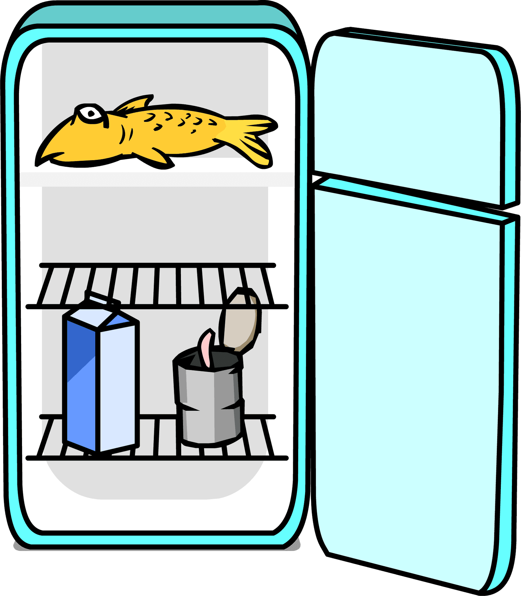 Cartoon Fridge With Food Items PNG Image