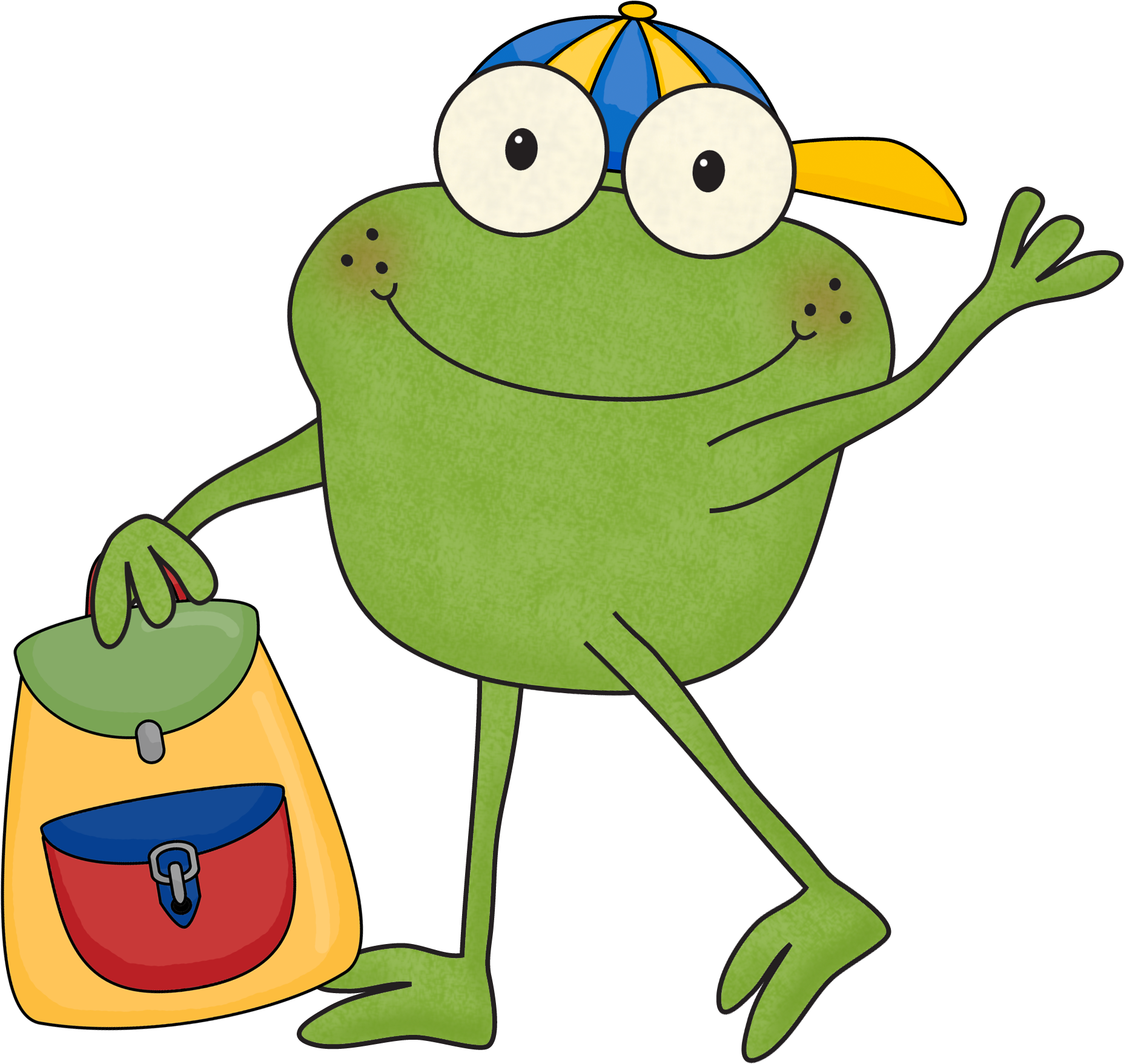 Cartoon Frog With Backpack.png PNG Image