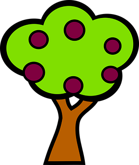 Cartoon Fruit Tree Graphic PNG Image