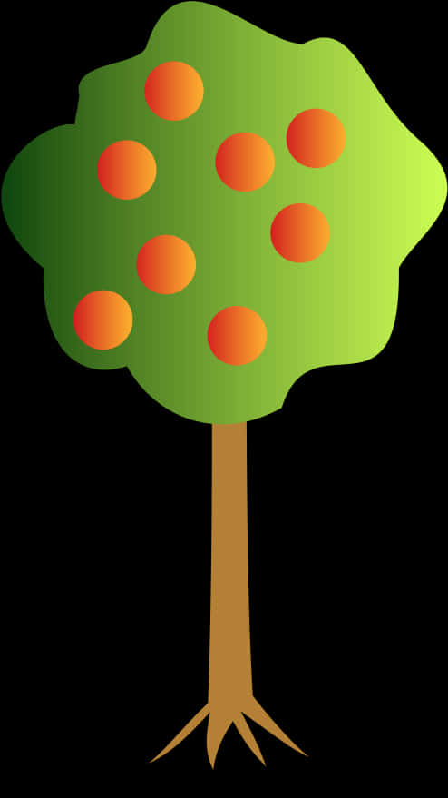 Cartoon Fruit Tree With Roots PNG Image