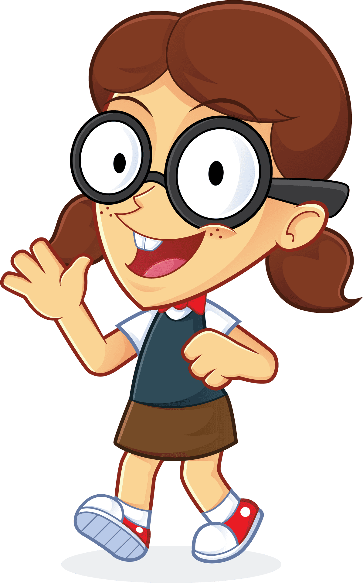 Cartoon Geek Girl Character PNG Image