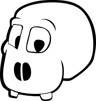 Cartoon Ghost Character Blackand White PNG Image