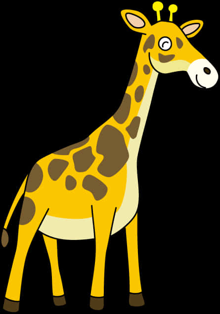 Cartoon Giraffe Black Background PNG Image