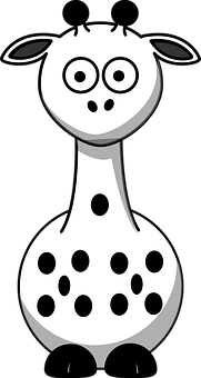 Cartoon Giraffe Blackand White PNG Image