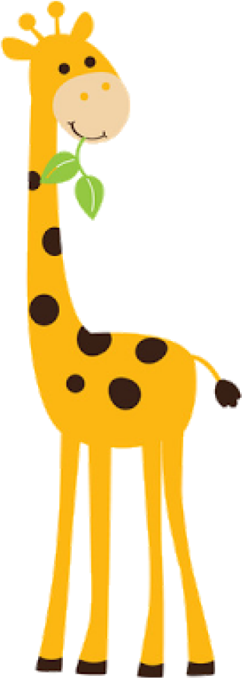 Cartoon Giraffe Chewing Leaves PNG Image