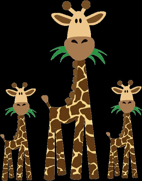 Cartoon Giraffe Family PNG Image