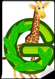 Cartoon Giraffe In Letter G Frame PNG Image