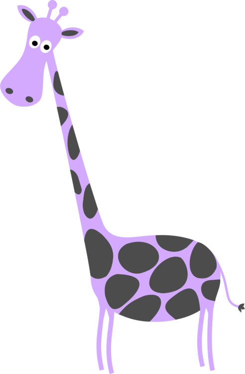 Cartoon Giraffe Purple Background PNG Image