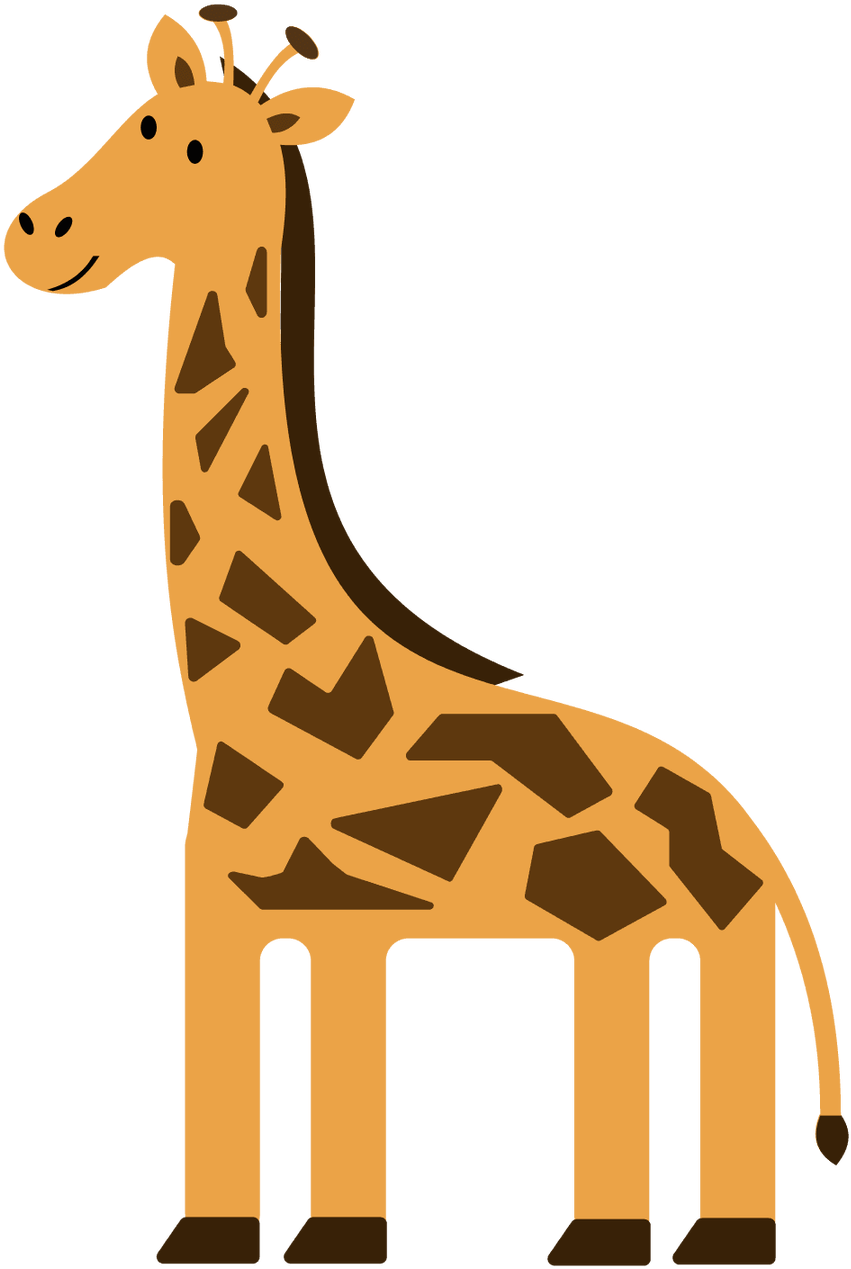 Cartoon Giraffe Standing Side View PNG Image