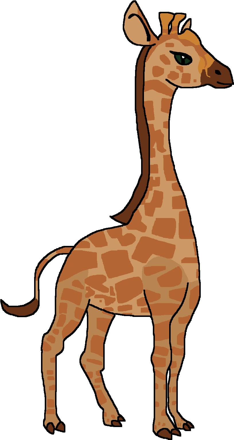 Cartoon Giraffe Standing Side View.png PNG Image