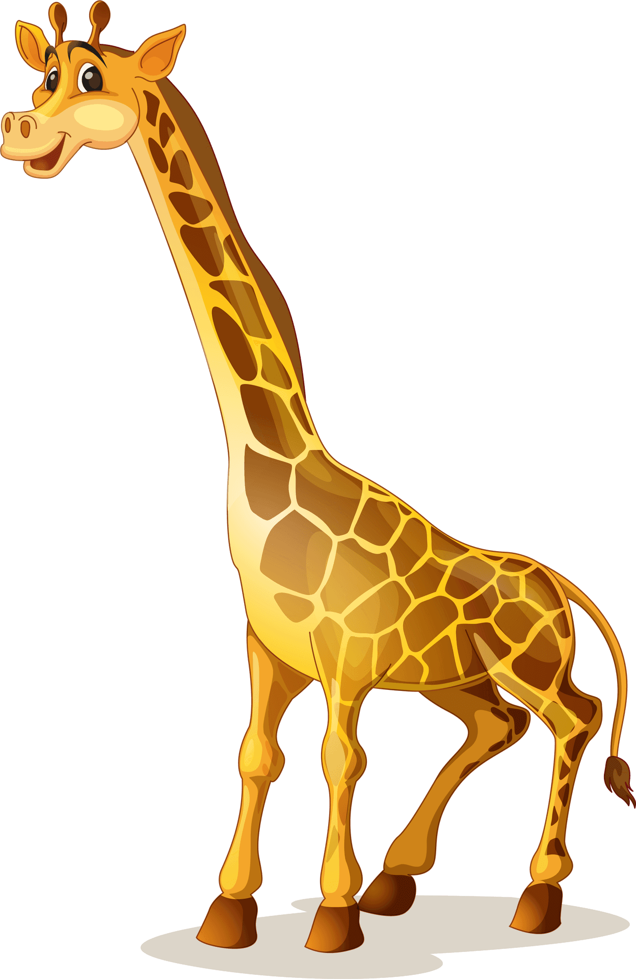 Cartoon Giraffe Standing Side View.png PNG Image