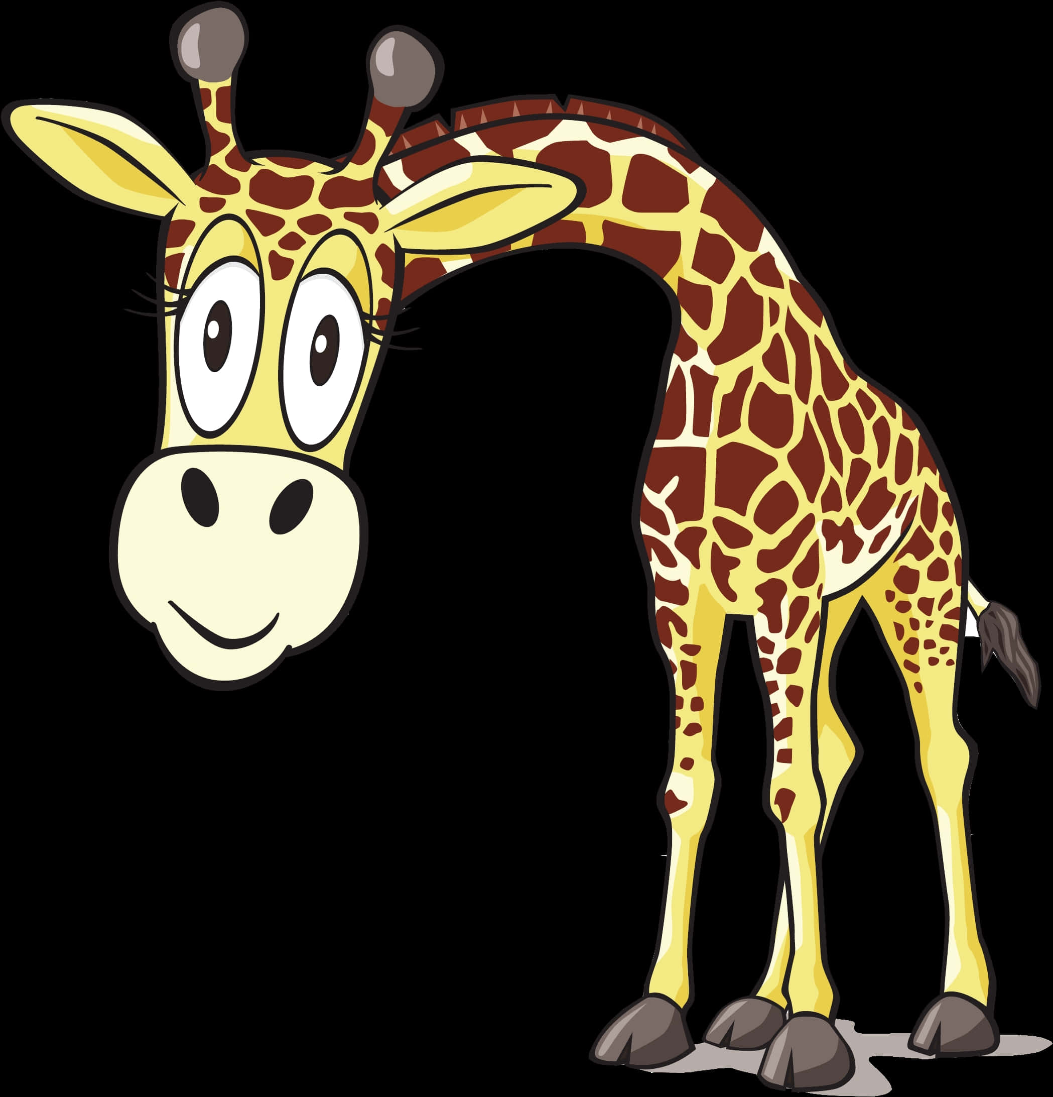 Cartoon Giraffe Standing Smile PNG Image