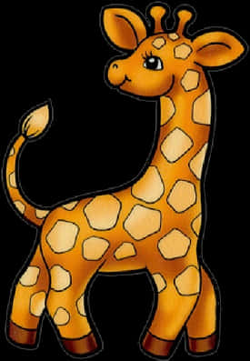 Cartoon Giraffe Standing PNG Image