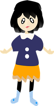 Cartoon Girl Character Vector PNG Image