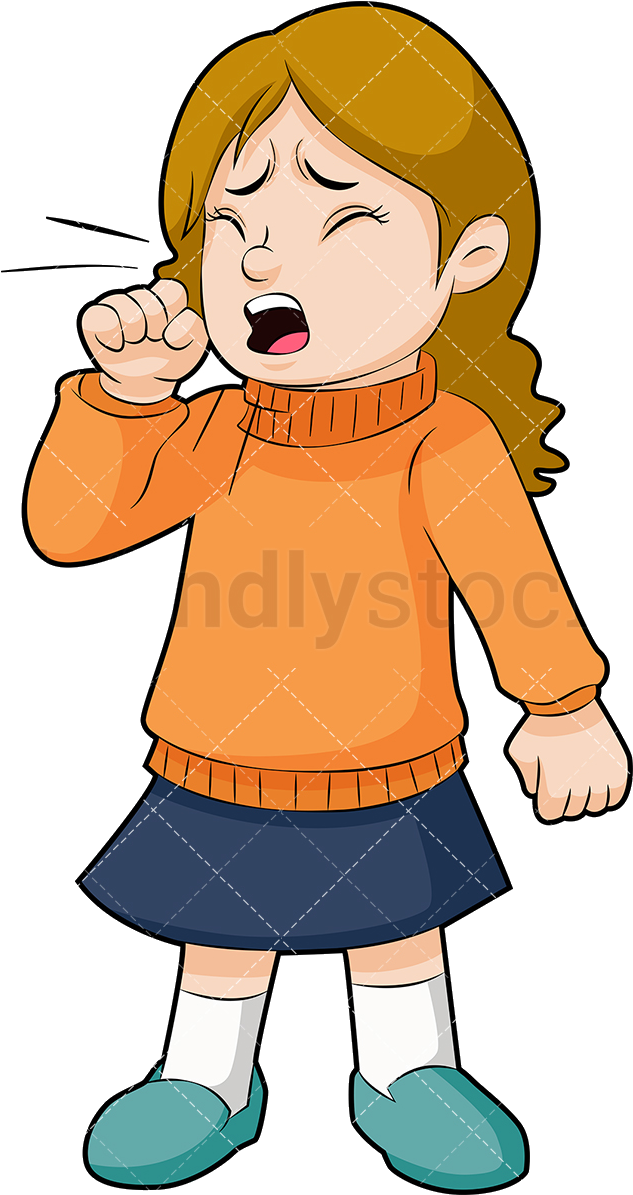 Cartoon Girl Coughing PNG Image