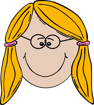 Cartoon Girl Face Vector PNG Image