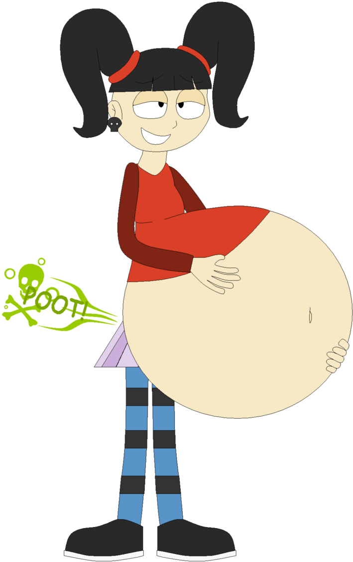 Cartoon Girl Farting Big Belly PNG Image