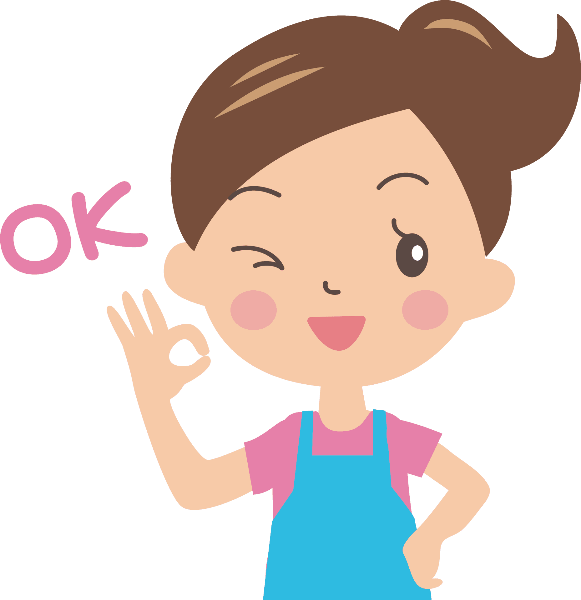 Cartoon Girl Giving O K Sign PNG Image