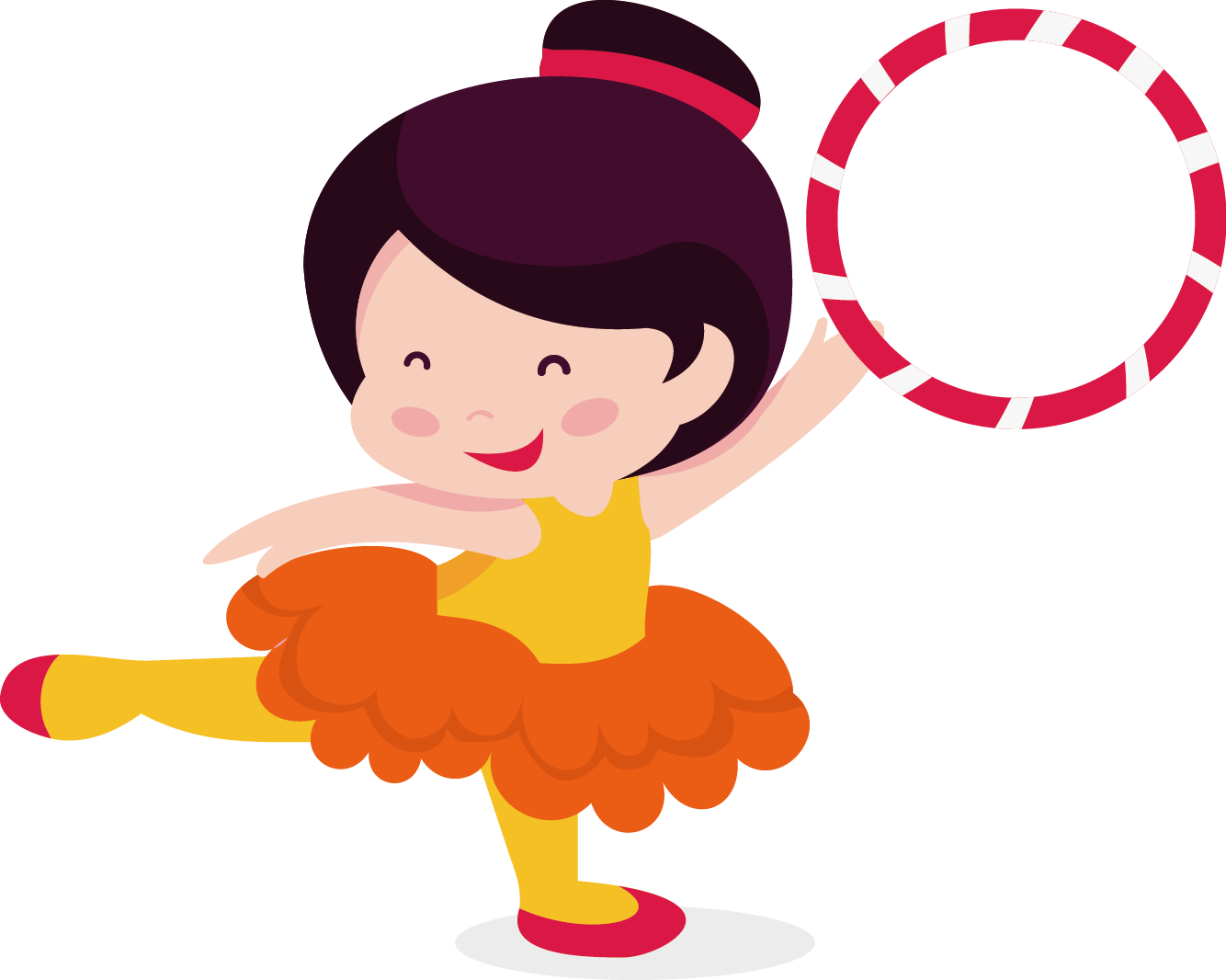 Cartoon Girl Hula Hoop Dance PNG Image