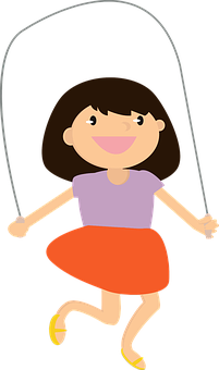 Cartoon Girl Jumping Rope PNG Image