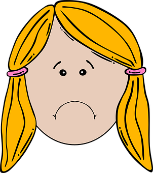 Cartoon Girl Sad Expression PNG Image