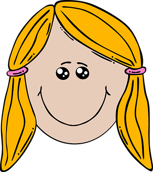 Cartoon Girl Smiling Face PNG Image