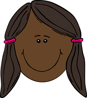 Cartoon Girl Smiling Face PNG Image