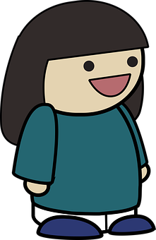 Cartoon Girl Smiling Vector PNG Image