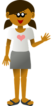 Cartoon Girl Waving Heart Shirt PNG Image