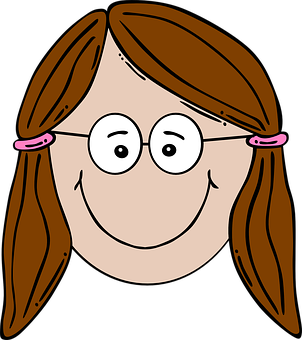 Cartoon Girl With Glasses PNG Image