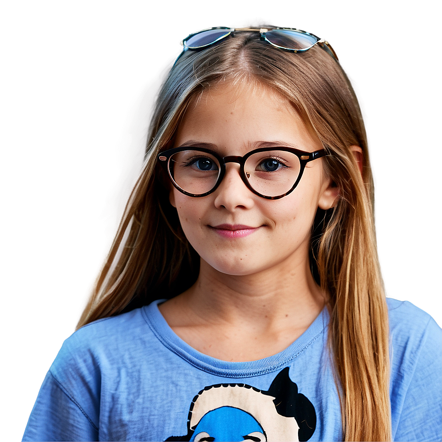 Cartoon Girl With Glasses Png Apn4 PNG Image