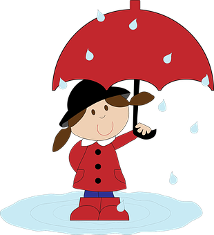 Cartoon Girl With Umbrella PNG Image