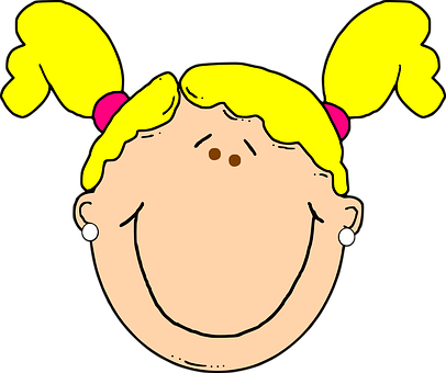 Cartoon Girl Yellow Pigtails PNG Image