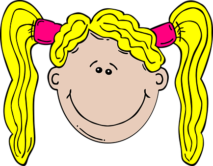 Cartoon Girl Yellow Pigtails PNG Image