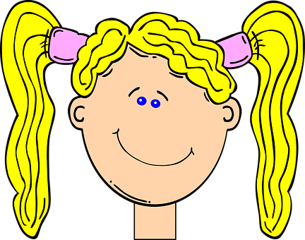 Cartoon Girl Yellow Pigtails PNG Image