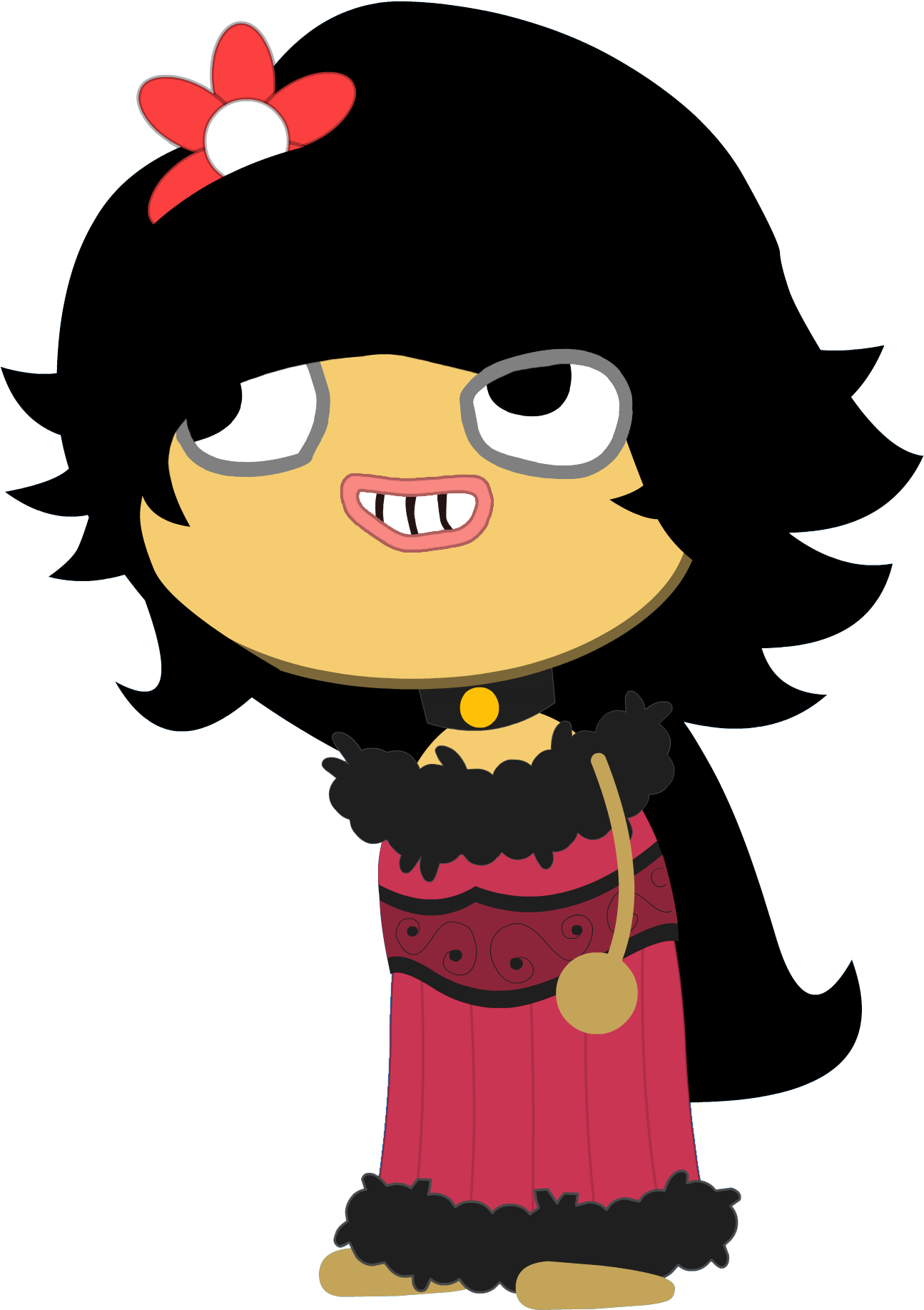 Cartoon Girlin Red Dress PNG Image