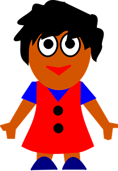 Cartoon Girlin Red Dress PNG Image