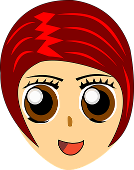 Cartoon Girlwith Red Headscarf PNG Image