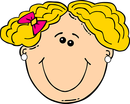 Cartoon Girlwith Yellow Hairand Pink Bow PNG Image