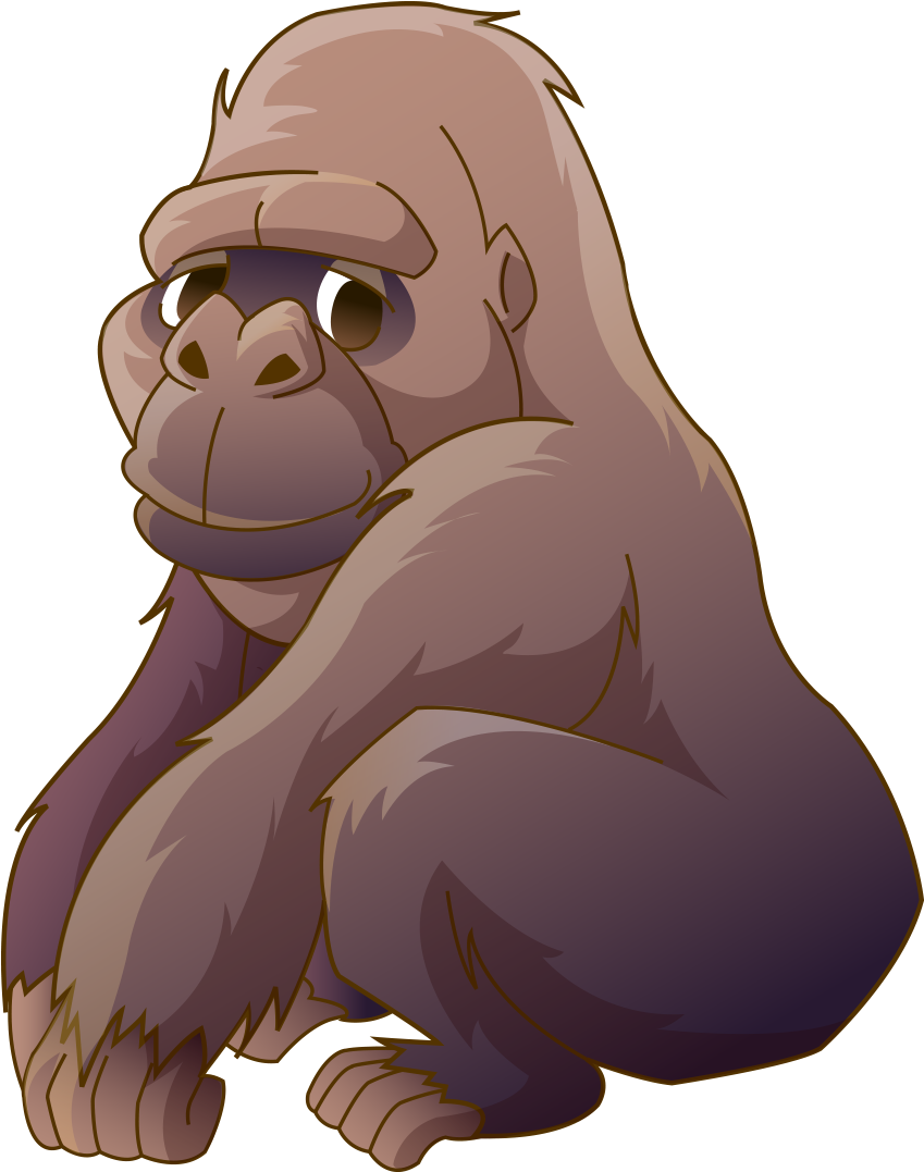 Cartoon Gorilla Sitting Down PNG Image