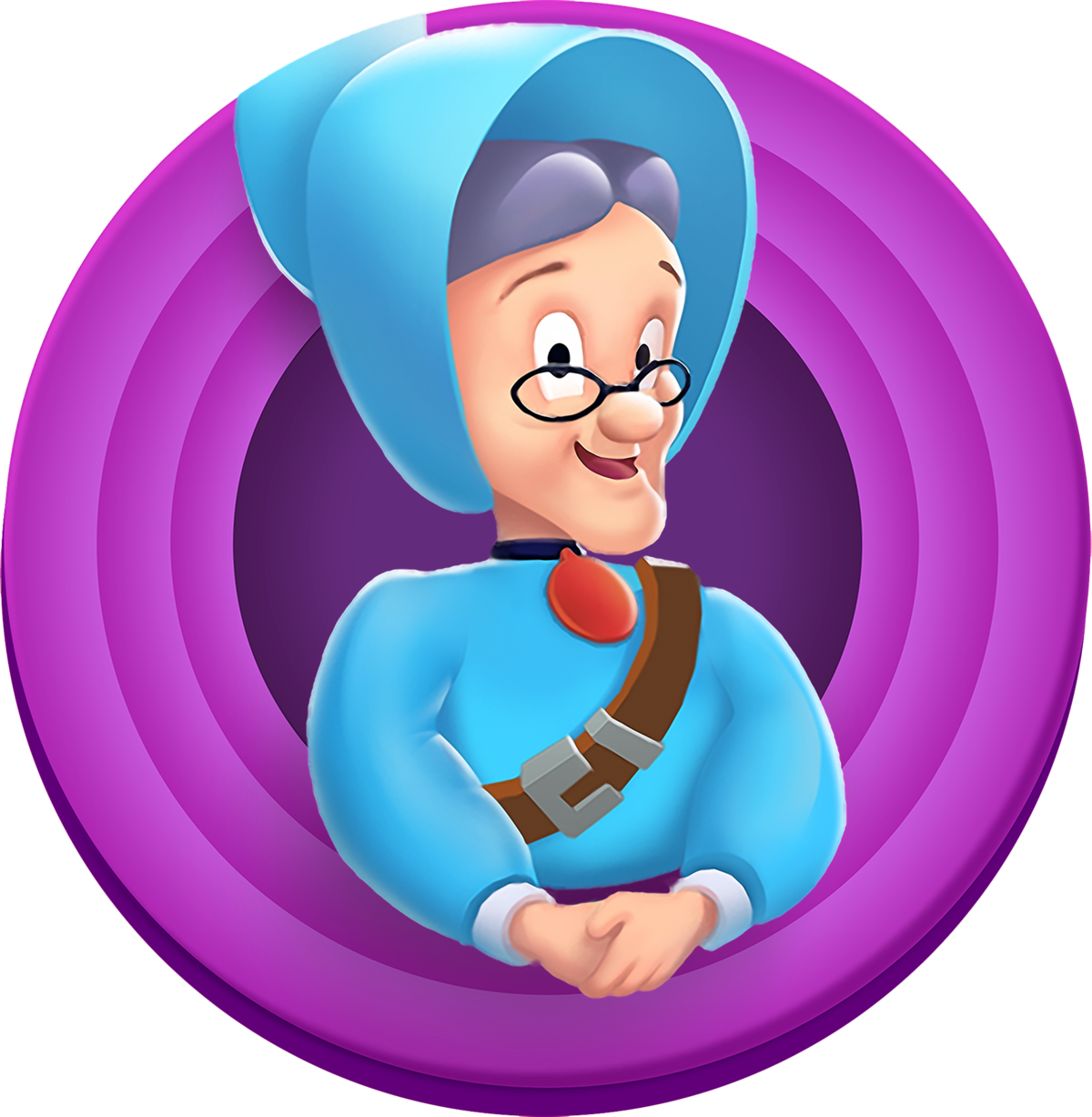 Cartoon Granny Character Icon PNG Image